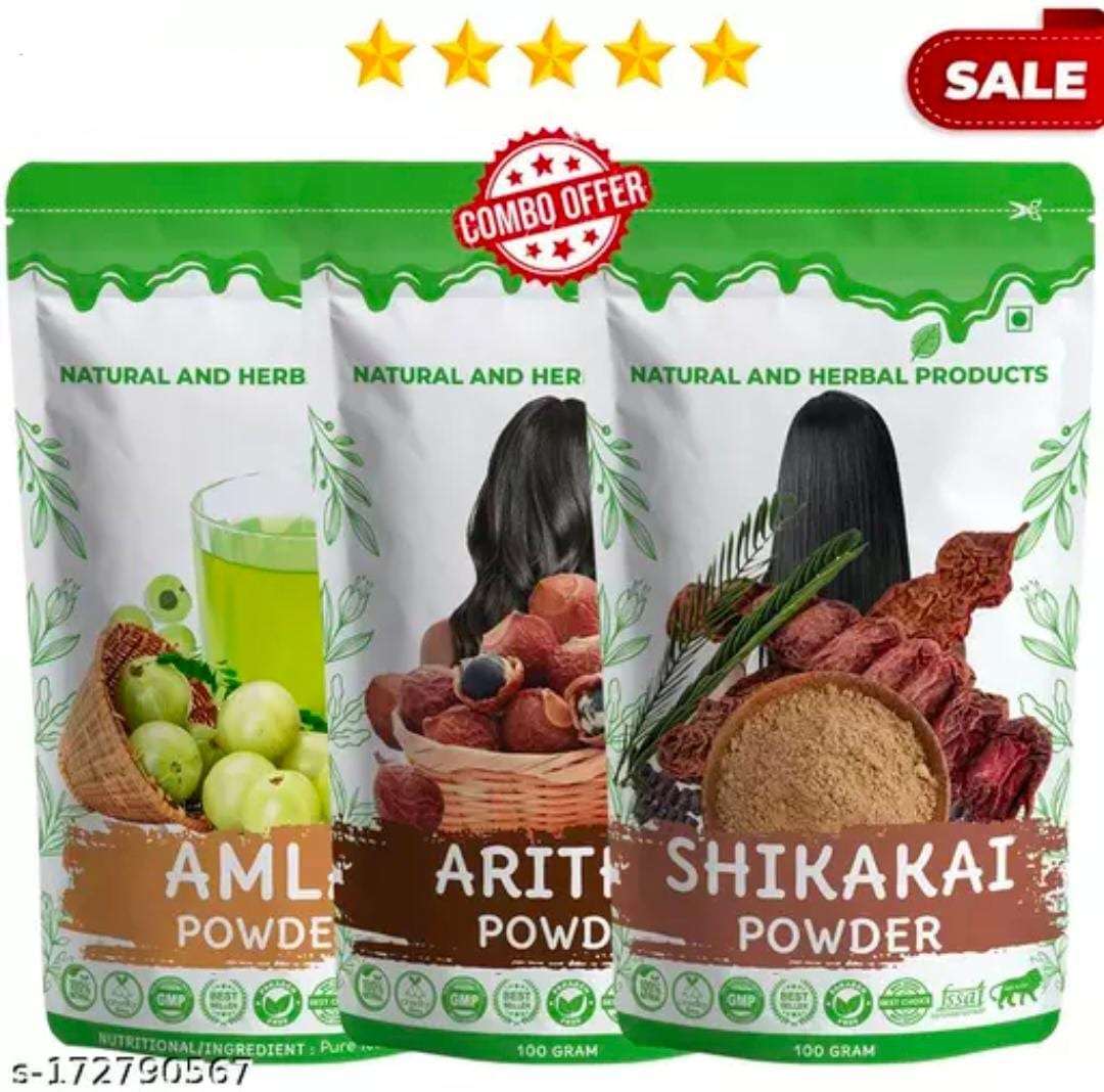 Combo Pack - Amla Powder, Aritha Powder & Shikakai Powder