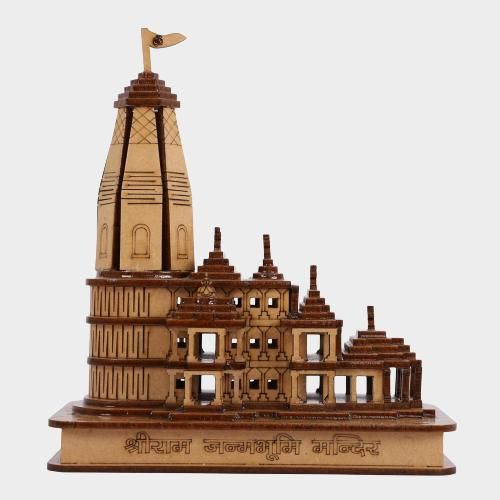 Shree Ram Janmbhumi Mandir / Decorative Showpiece Wood Temple for Gift / Pooja